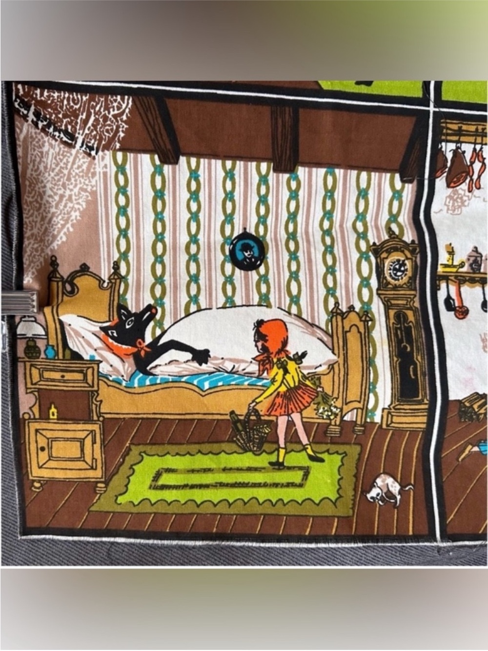 Vintage Grimms Fairy Tales Fabric Remnant Screen Print Blocks